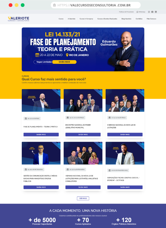 Website - Valeriote Cursos e Consultoria